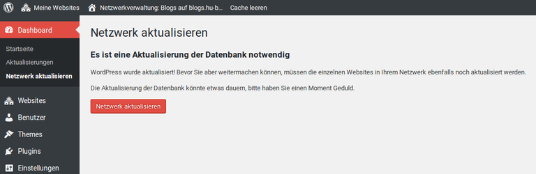 WordPress Datenbankaktualisierung Seite