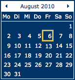 Das Portlet calendar in der rechten Spalte