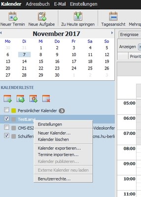 Kalender-Einstellungen